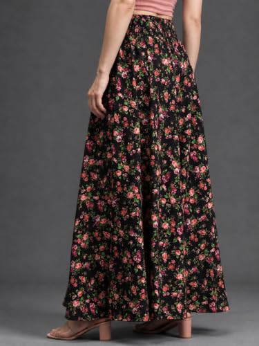 Image of Nexsus Apparels Women Flared Viscose Rayon Trousers | Flared Printed Palazzo |Elasticated Waist Loose-fit & Regular, Casual Wear (Free Size 26 to 42 Waist) Pant| Available in Plus Size's