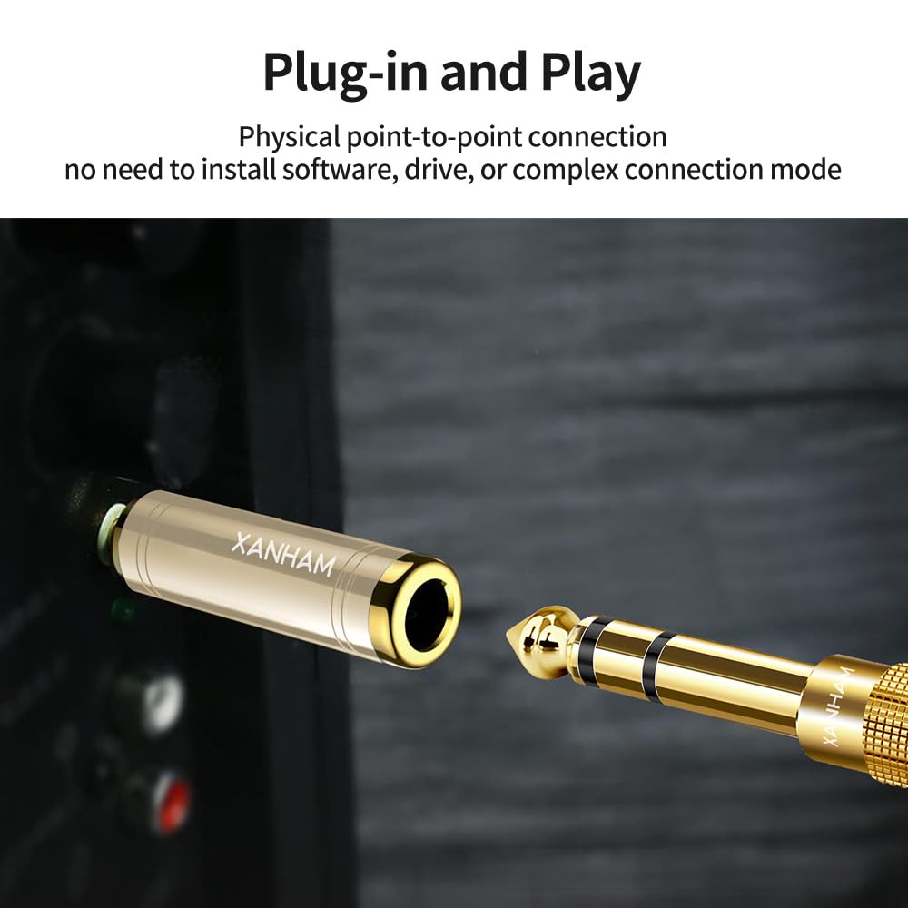 Jack audio stereo TRS da 6,35 mm femmina a 1/8 di pollice maschio da 3,5 mm a jack audio stereo da un quarto di pollice per cuffie adattatore AUX per cavo AUX, smartphone, laptop, tablet,