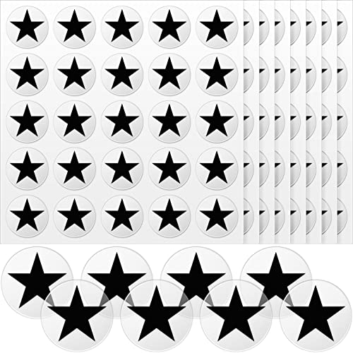 Image of Leinuosen Helmet Stickers Football Baseball Helmet Decals 1-1 /8 Inch Vinyl Sports Football Decals Self Adhesive Hockey Stickers for Hockey, Lacrosse, Batting(Clear Print Black,Star)