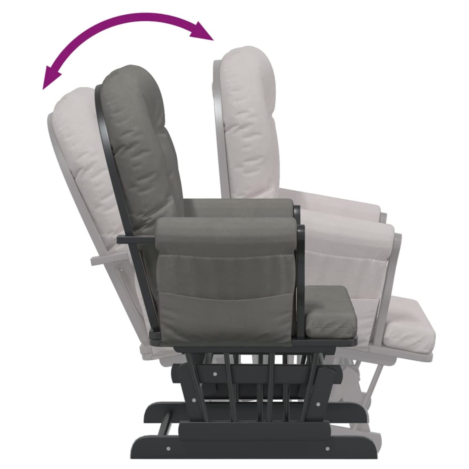 Festnight Butacas para Dormitorio Sillón de Salón con Otomana Reposapiés Sillon Balancin Mecedora Sillon Lactancia Mecedora Lactancia con Respaldo Ajustable para Salón Dormitorio Blanco Gris Oscuro