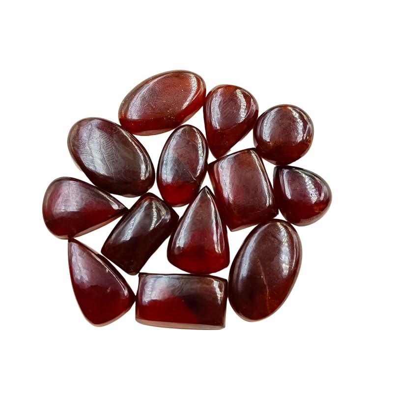 SGM Shop™ Natural Hessonite Garnet Cabochon Loose Gemstone Flat Back Mix A+ Quality For Jewelry Making, Crafts & DIY, Wedding Gift, Healing Chakra, Wire Wrapping Crystals-3 Pcs