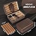 Scotte Cigar Humidor Box, Cigar Lighter Cedar Wood Lined Leather Cigar Case Built in Hygrometer & Humidifier, Torch Lighter with Cigar Holder Cigar Punch Portable Travel Cigar Humidor Kit(No Butane)