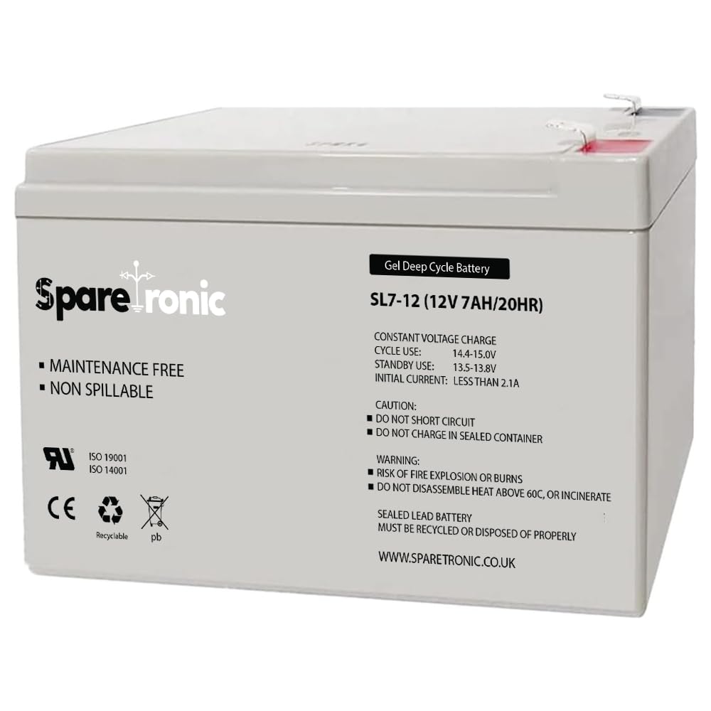 SL12-7 12V 7AH Lead Acid Battery - Rechargeable 12 Volt Sealed Lead-Acid Battery - 7 Amp Hours - 20HR Rate - Battery for UPS, Security Systems, Emergency Lighting