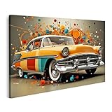 islandburner Bild auf Leinwand Buntes Altfahrzeug Farbspritzer Bilder Wandbilder Poster