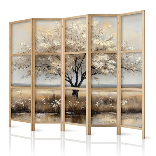 framed concept - Paravent Raumteiler aus Holz 225x172 cm, 5-teilig, einseitig, im orientalischen Stil