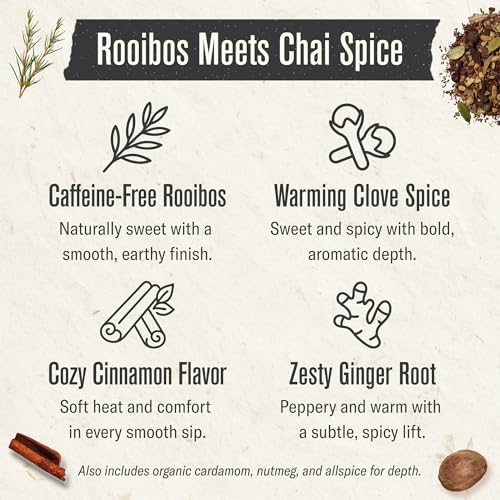 Image of Numi Organic Rooibos Chai Tea, 1lb Herbal Loose Leaf Bag, Caffeine Free