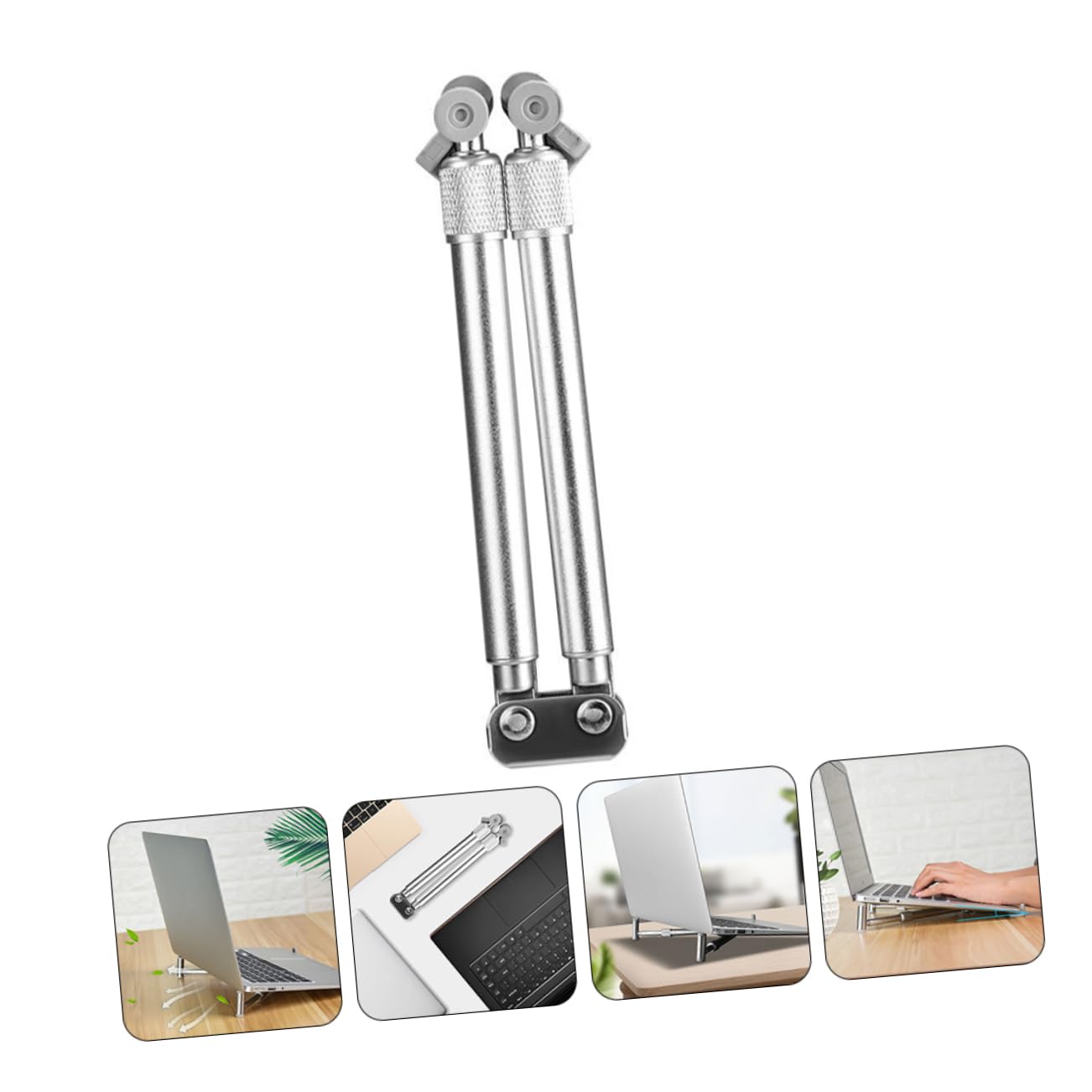 SHINEOFI 2 Piezas Soporte Portátil Ajustable de Aleación de Aluminio Base Ventilada y Plegable para Ordenador Portátil Compatible con Tablets y Notebooks y Duradero