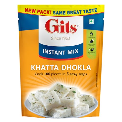 Image of Gits Instant Khatta Dhokla Mix, Makes 100 Per Pack, Pure Veg, Instant Indian Snack Mix, 1500g (Pack of 3, 500g Each)