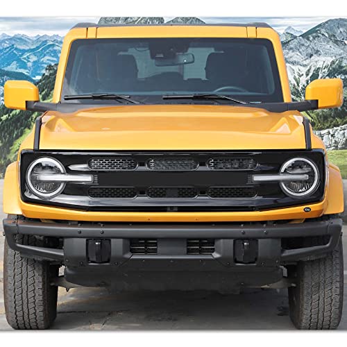 Image of Front Grill Mesh Grille Inserts Cover Frame Trims Kit 6Pcs Fit for Ford Bronco 2021-2026 2 /4 Door Exterior Accessories (Black)