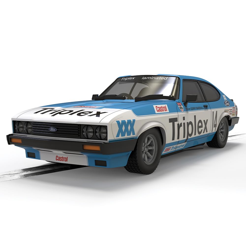 Scalextric C4544 Ford Capri MKIII - Gerry Marshall Cars - Touring Cars for ages + 3 Years, White and Blue