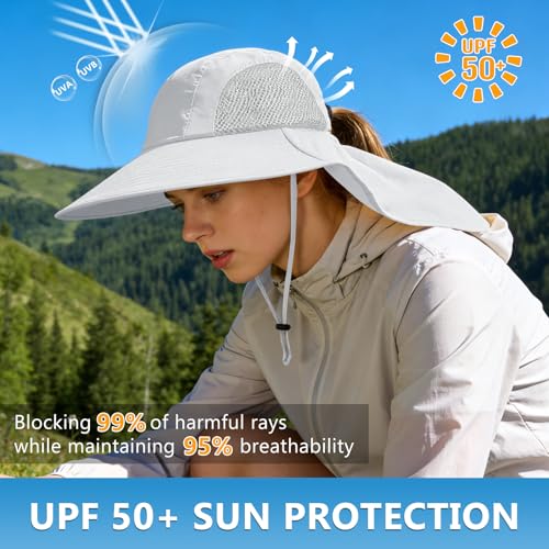 Image of Sun Hat for Men Women with Neck Flap,UPF 50+ UV Protection Fishing Hat