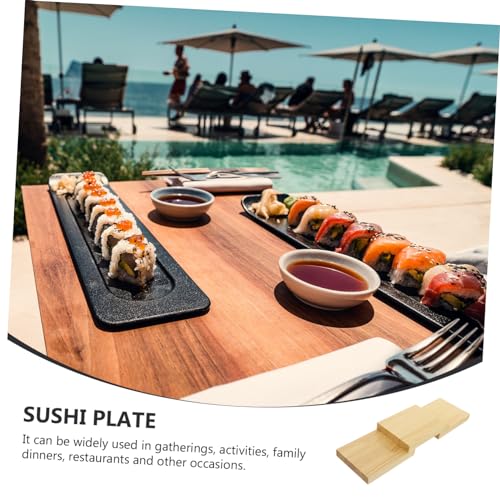 Plato creativo para sushi con almacenamiento de madera miniatura 3
