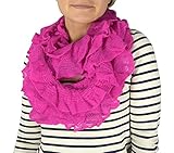 Peach Couture Trendy and Chic Ruffle Edge Thick Knitted Circle Infinity Loop Scarf