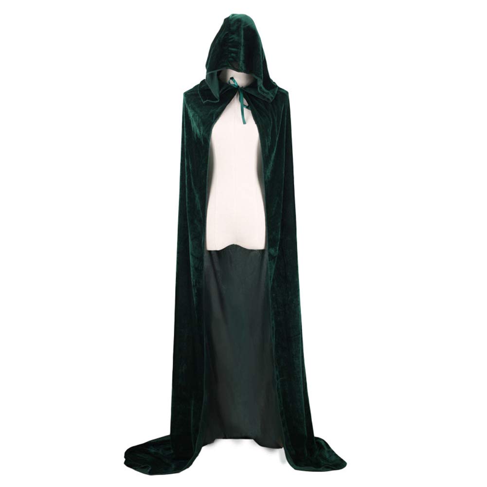 Peleryny Halloween Unisex Długi Aksamitny Kaptur Wampir Fantazja Suknia Ślubna Czarownica Atrovirens