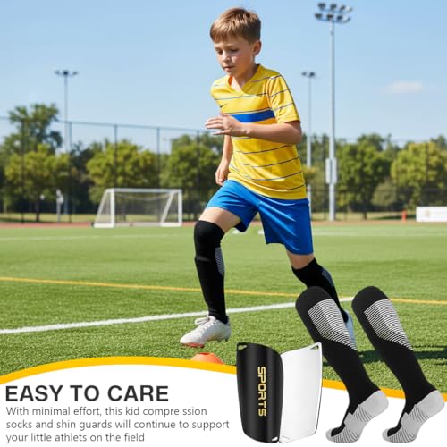 Image of Proberos Football Shin Guard & Socks Set for Kids, Light Weight & Breathable Socks, EVA Protective Cushion Shin Pads for for Football Games Matches, Training, Basketball, Baseball, Running, Size M