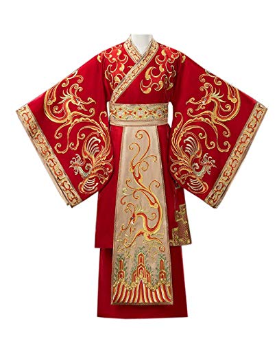 HangErFeng Hanfu Red Men's Dress Dragon Pattern Embroidery Suit Uniform Code