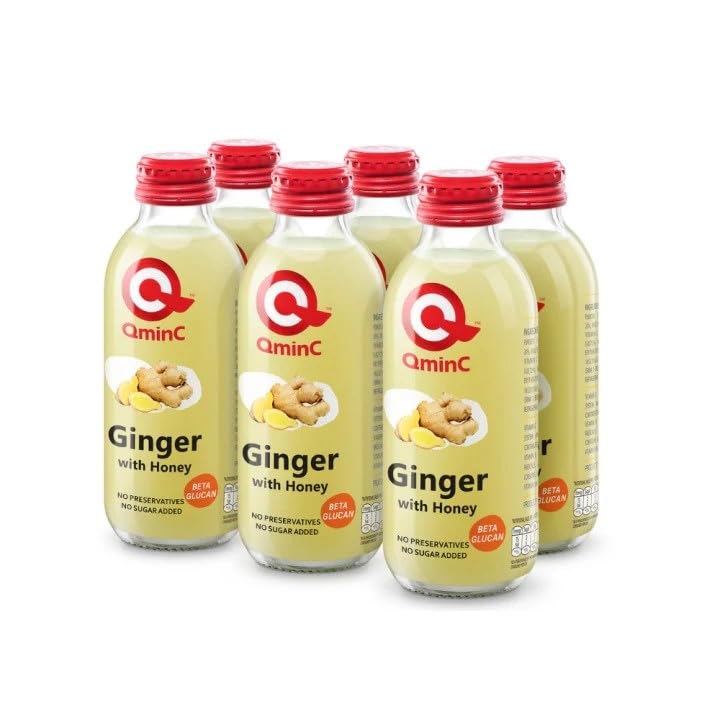 QminC Ginger with Honey Pack of 24x150 ml shot, Natural immunity booster