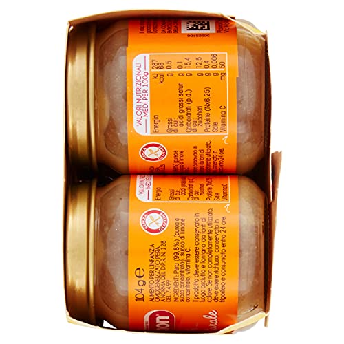 Plasmon Omogeneizzato Frutta Pera 6x104g, Vasetti