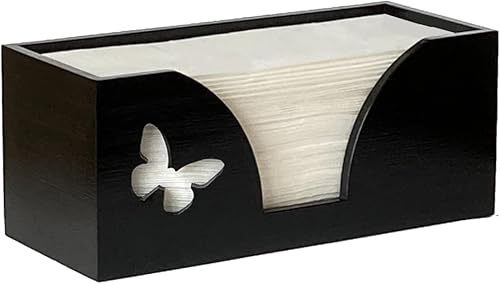 Dispensador de toallas de papel para encimera con mariposa grabada, compatible con servilletas de mano plegadas en C, multipliegues, triple y Z de