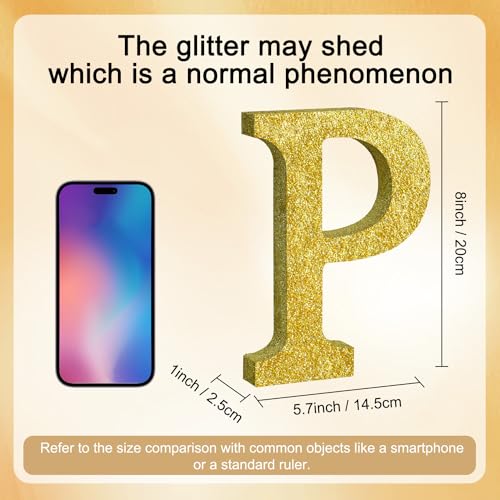Image of TONIFUL 8 Inch Gold Glitter Letter P Table Centerpiece A-Z Gold Birthday Party Decorations,Gold Alphabet P for Birthday,Chrismas,Graduation,Bridal Shower,Wedding,Anniversary Party Supplies