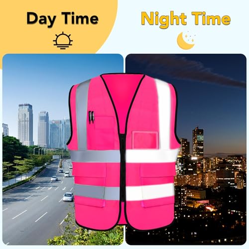 Image of XPCARE Reflective Safety Vests For Women Men, High Visibility Security Vest Pockets and Zipper Front Construction Work Vest