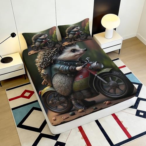 Drap-housse hérisson 3D 200x200cm en microfibre à grands bonnets de 25cm pour lit double