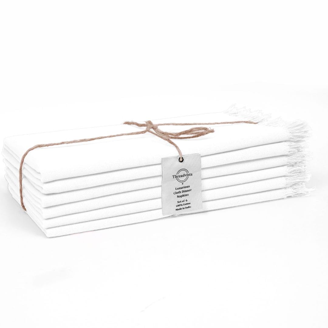 Serviettes de table en coton douces anti-taches lavables serviette franges
