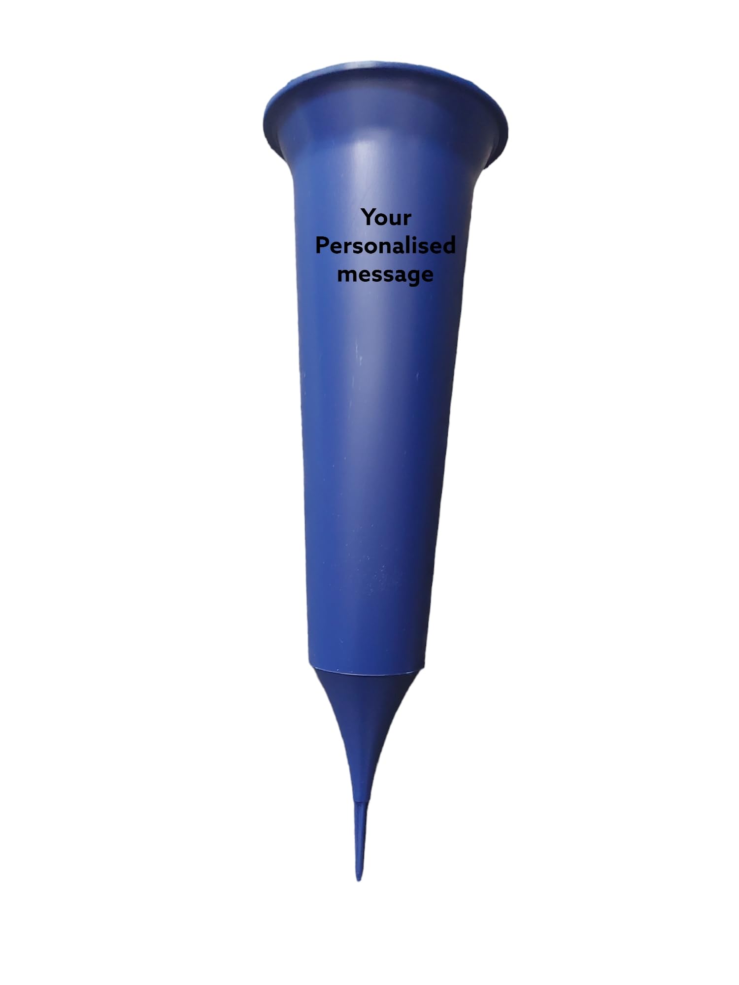 In Loving Memory Royal Blue Grave Spike Cemetery Marker, Personalised Memorial Vase, Frost Resistant Plastic Pot with, Handmade Graveside Flower Holder Tribute