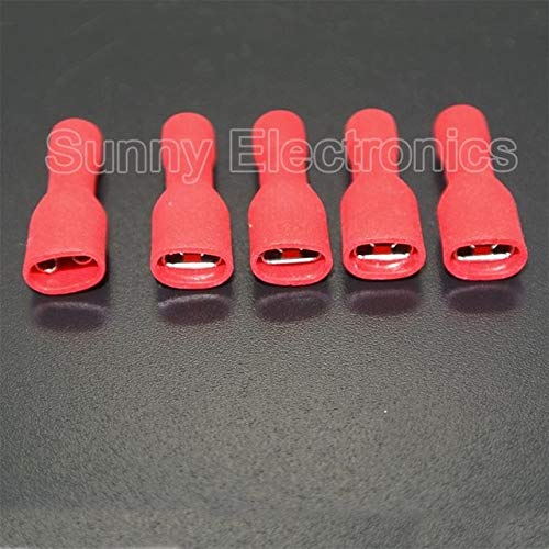 Davitu 1000PCs Blue Red 6.3mm 4.8mm Fully Insulated Female Spade Electrical Connector Crimp Terminals - (Color: 4.8mm red)