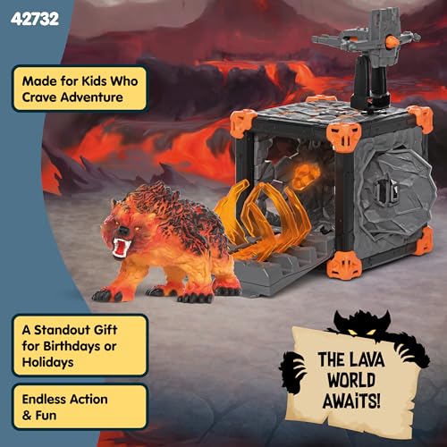 Image of Schleich Eldrador Creatures - 31PC Battle Cave with Lava Bear Playset - Interactive Cave with Pretend Weapon, Trap and Monster Figurine for Boys and Girls - Fantasy Toys for Kids Ages 7+ | 42732