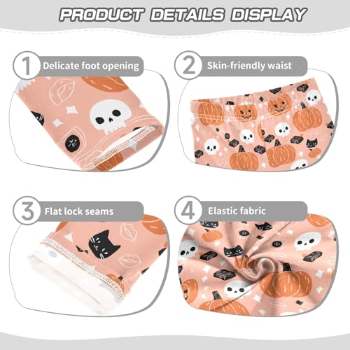 Girls Printed Leggings Yoga Pants Pumpkin Lighter Skull Pattern for Kids in 4t to 10 Years, 4T3