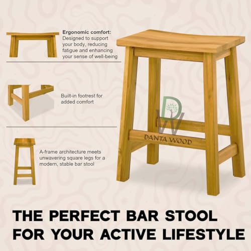 Image of Sitting Wooden Stool Indoor & Outdoor, Stool for Office, Home & Garden Use- 24 Inch