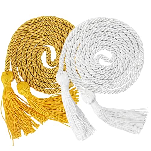 Image of GraduationMall Double Graduation Honor Cords Gold & White 68 inch