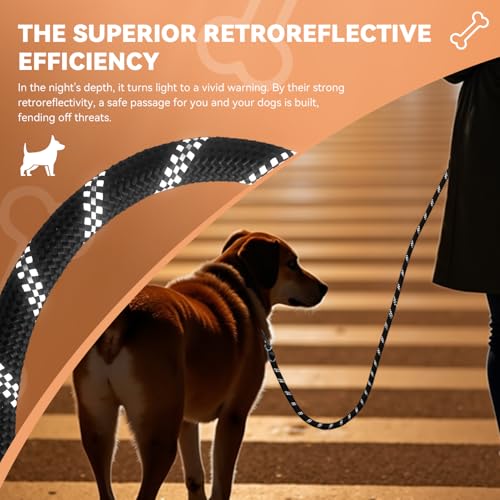 Hundeleine 3 M mit Weichem Griff, Verstellbar Schleppleine für Mittel- & Großhunde (20-60kg), Reflektierend mit Verschiebbaren Sicherheitsringen, Multifunktional Doppelleine für Spaziergang Training