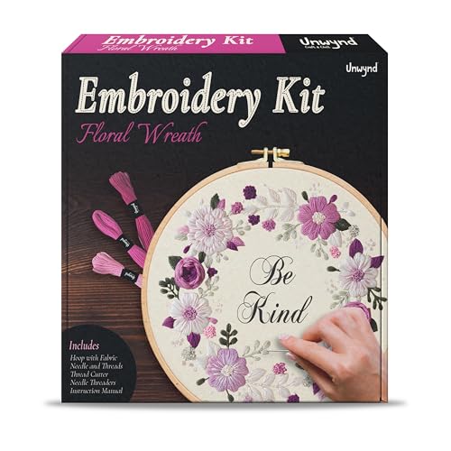 Image of Unwynd Embroidery Kit Floral Theme for Beginners, Satin Stitch Hand Embroidery Kit for Adults, Easy DIY Craft, Valentine's Day Gift with Flower Pattern Design