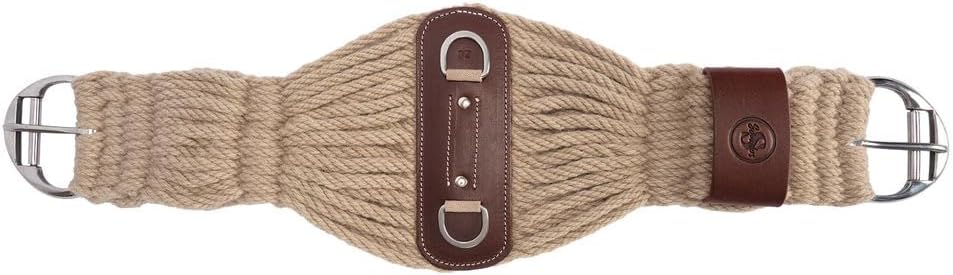 Schneiders Roper Wool String Cinch for Horses | 8" Wide Center for Saddle Stability | 27-Strand Breathable Mohair Blend | Stainless Steel Roller Buckles | Moisture-Wicking Comfort | Size 34