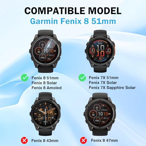 Image of 4 Pack Compatible for Garmin Fenix 8 51mm Screen Protector Privacy, 9H Tempered Glass Anti-peeping Protective Film for Fenix 8 Solar /Amoled & Fenix 7X Solar /Sapphire Solar 51mm Watch Film