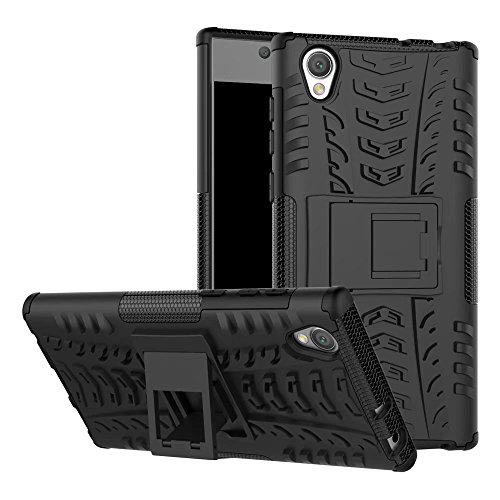 JARNING Case for Sony Xperia L1/G3311 G3313 G3312 Heavy Duty Shock Proof Armour Dual Protection Cover with Built-in Kickstand Premium Quality TPU and PC Rugged Shockproof Case Black