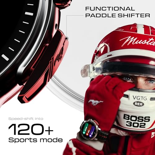 Image of GOBOULT Mustang Racer Smart Watch 1.43'' AMOLED Display, Rotating Bezel, BT Calling, 150+Watchfaces, 500 Nits Brightness, AI Voice Assistant, SpO2 Monitoring, 120+ Sports Mode (Black Blaze)