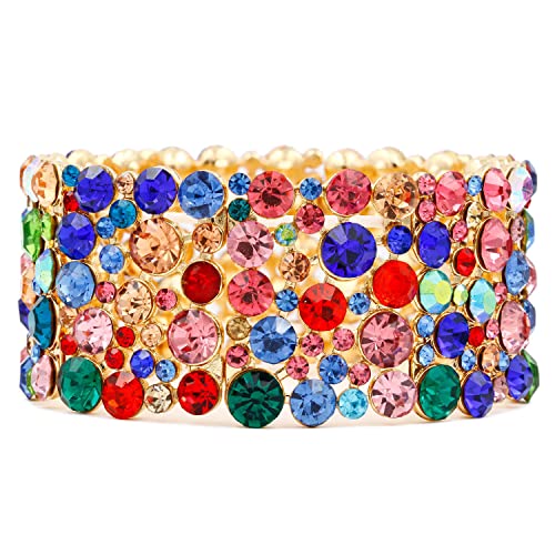 Lavencious Round Shape Rhinestones Hollow Stretch Bracelet Party Jewelry for Women4