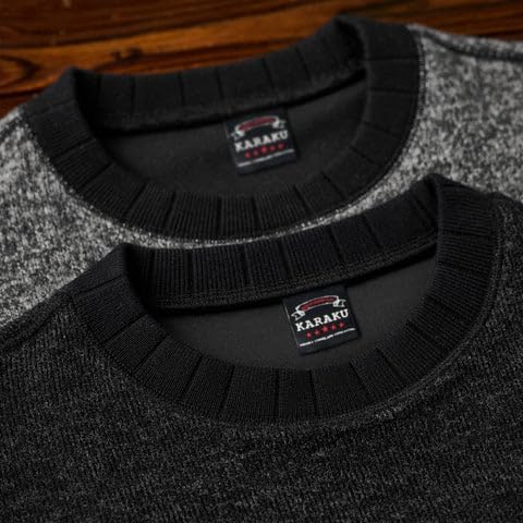 [karaku] トレーナー メンズ 長袖袖先サムホール 微起毛テクスチャーニットスウェット 丸首 カジュアル シンプル オシャレ