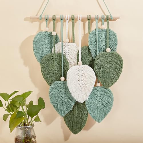 FREEBLOSS DIY Macrame Leaf Wall Hanging Beginners Macrame Kit Leaf Woven Tapestry Feather Wall Hanging DIY Macrame Kit for Adults Birthday Gift - Image 8