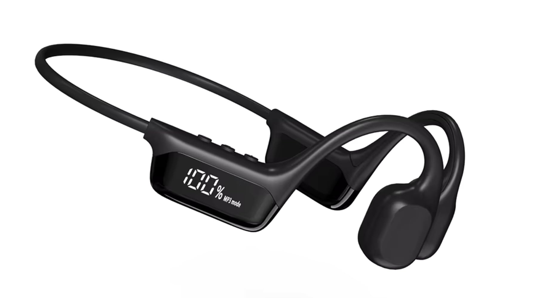 AKOUO Auriculares Conducción Ósea Bluetooth 5.4 IPX8 Resistente al Agua, MP3 Memoria Interna 32GB, Pantalla LED, Micrófono para Llamadas, Nadar, Correr, Ciclismo