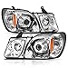 AmeriLite Chrome Projector Headlights Ultra Bright LED Halo For Lexus LX470 - Passenger and Driver Side