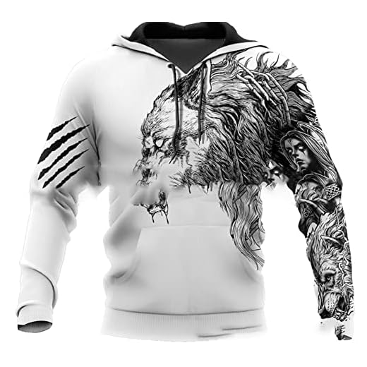 LCSZDDYYDS Herr vikingatatuering keltisk drake röda ögon fenrir varg 3D-tryck dragkedja huvtröja, nordisk nyhet pullover tröja (färg: A, storlek: 6X-Large)