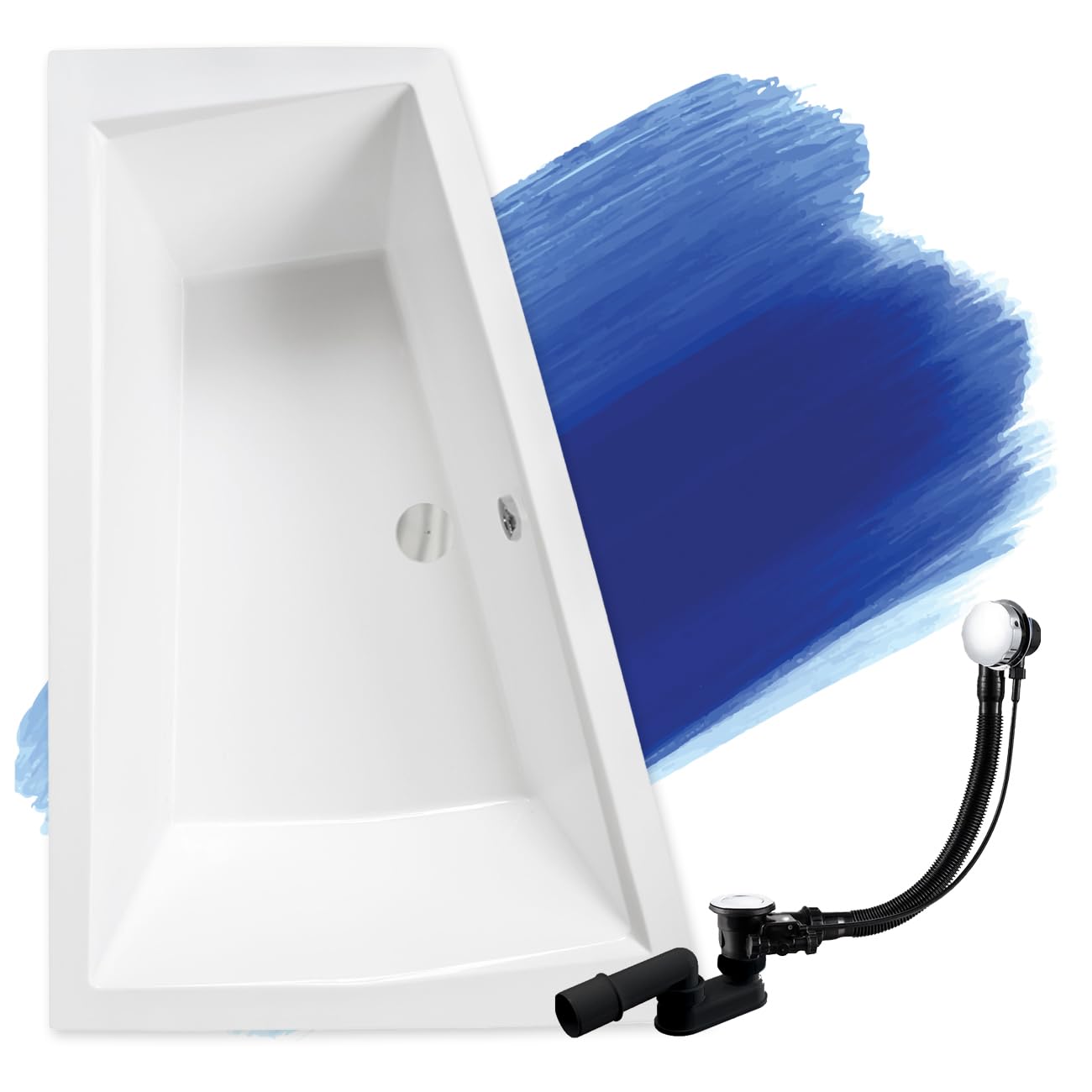 Baignoire d'angle BADLAND Intima pour deux personnes - Dimensions : 170-180 x 125 cm - Gauche et droite - Avec bonde d'écoulement et pieds avec/sans appuie-tête - Sans revêtement - 180 x 125 cm -
