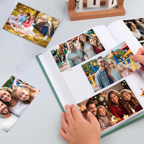 Image of HASTHIP Photo Album for Collection Scrapbook Hardcover Linen, 300 Pockets for 4x6 Photos, Family Baby Memory Book, Customizable Keepsake for Travel, Kids, Anniversary