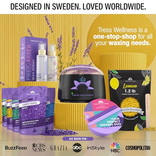 Image of Tress Wellness Wax Beads - Safe for Skin - Dermatologically Tested - At-Home Kit for Bikini - Lemon, 2 x 1.2lb, 2 pack
