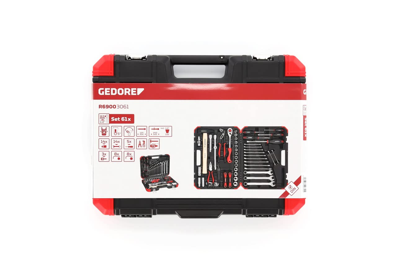 GEDORE red 61-piece Socket spanner set, Bi-hex, 1/2