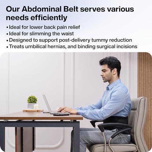 Image of FOVERA Abdominal Belt 9 Inch, Ideal for Lower Back Pain Relief, Slimming Waist, Post Delivery for Tummy Reduction, Breathable Material For Men & Women (Size - XXL, 1 Unit)